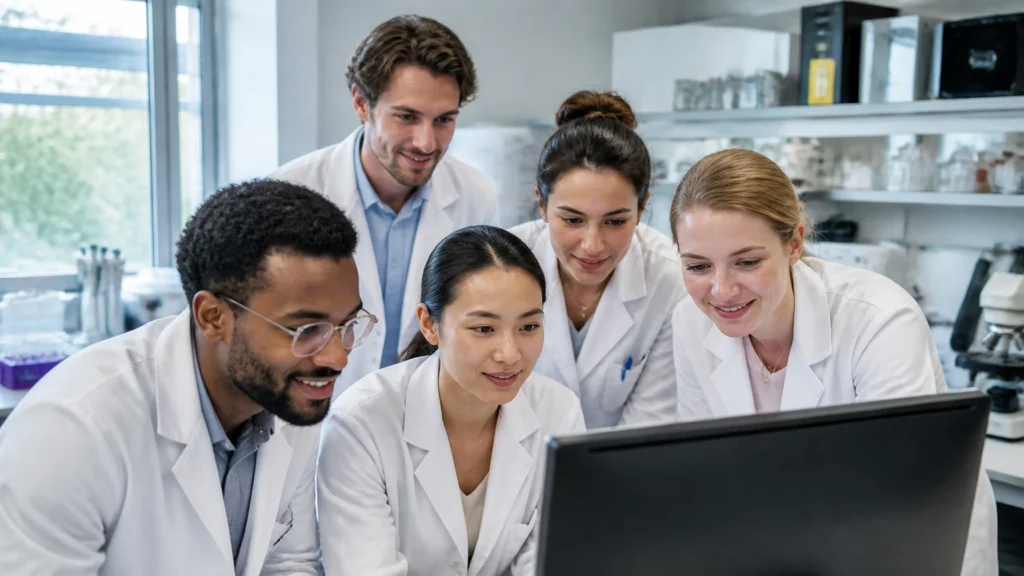 Researchers in a modern laboratory, representing the pharmaceutical and scientific incentives unlocked by the rare disease designation.
